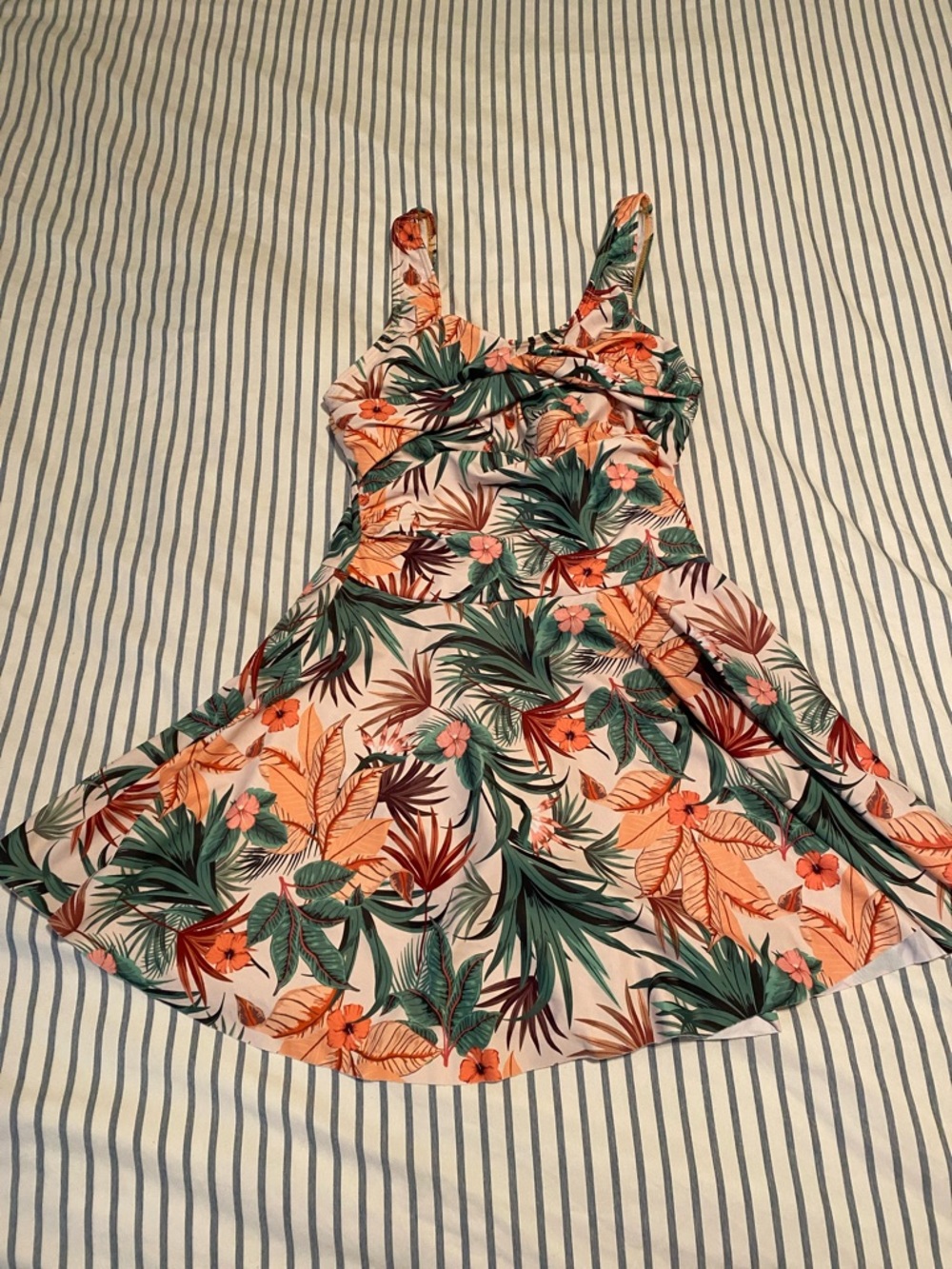 Tropical Floral swim suit in Peach and Teal